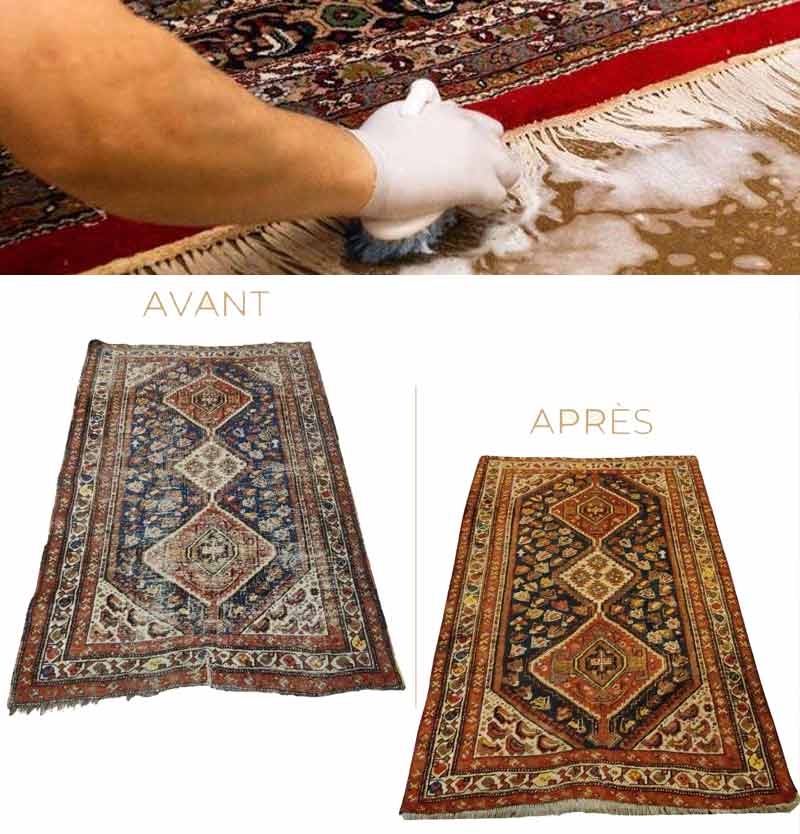Dépoussiérage, dessablage et nettoyage de tapis et tapisserie au Luxembourg. - RESTAURETAPIS : Nettoyage et rénovation de tapis après les dégâts des animaux, mites … Livraison de tapis après restauration au Luxembourg
